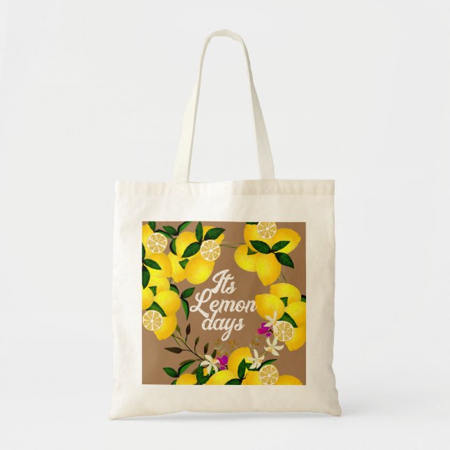 Lemon Days Brown Tote Bag (Front)