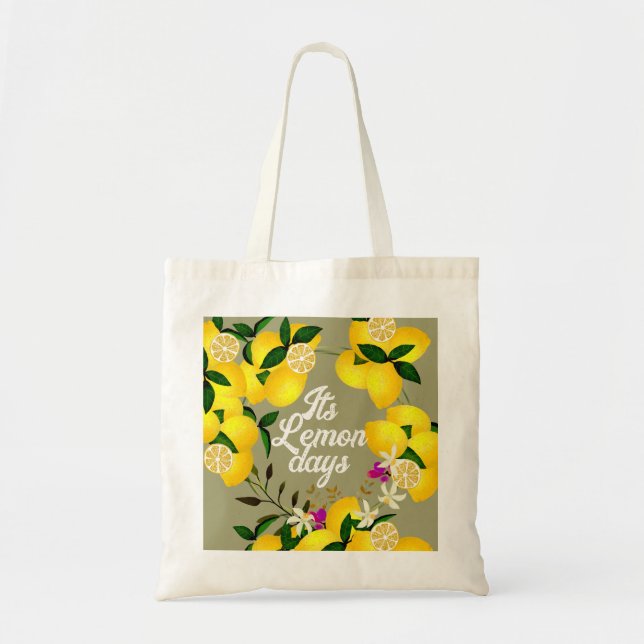 Lemon Days Grey Tote Bag (Front)