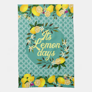 Lemon Days Motif Aqua Kitchen Towel