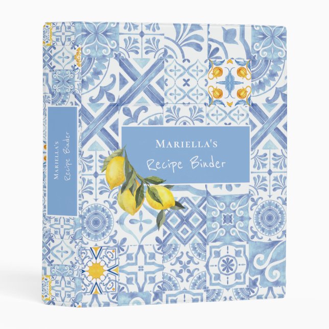 Lemon Design Personalized Recipe Mini Binder (Front/Spine)