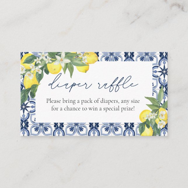 Lemon Diaper Raffle Baby Shower Enclosure Card (Front)