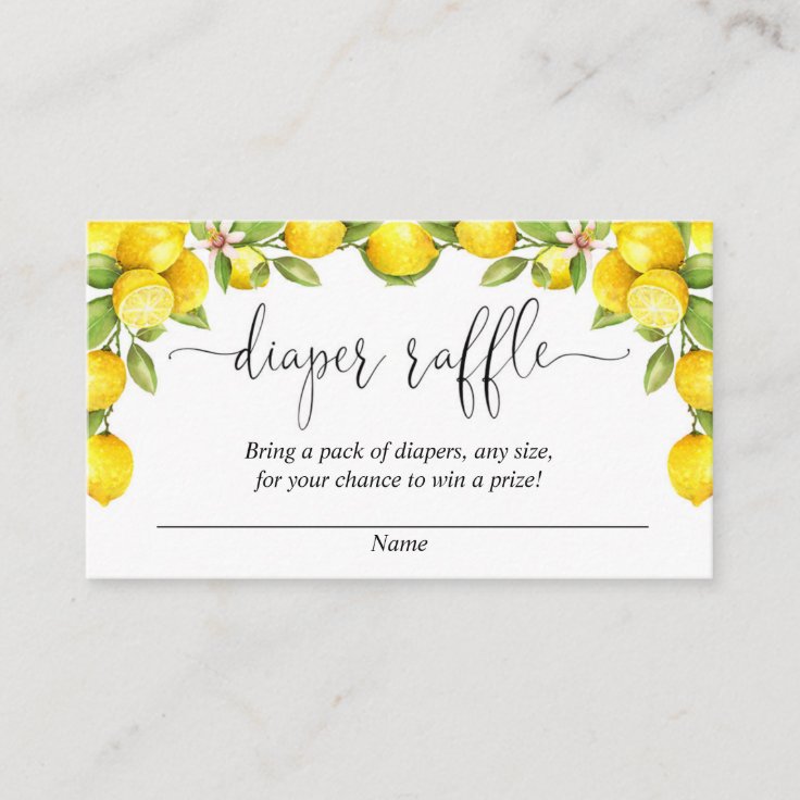 Lemon diaper raffle cards, sweet lemons enclosure card Zazzle