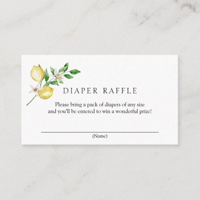 Lemon Diaper Raffle  Enclosure Card (Front)