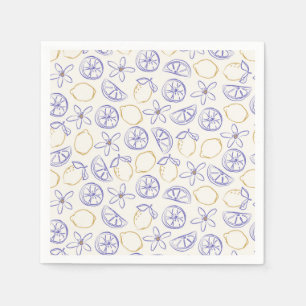 Lemon Doodle Pattern Napkins