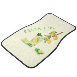 Lemon Drink Car Floor Mats - Custom Text