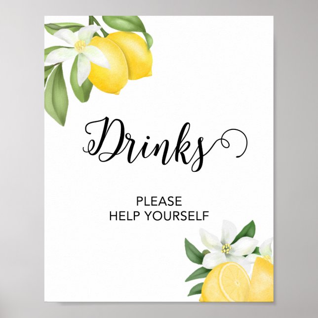 Lemon Drink Table Party Sign Citrus (Front)
