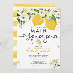 Lemon Drive By Bridal Shower Lemon Main Squeeze Invitation