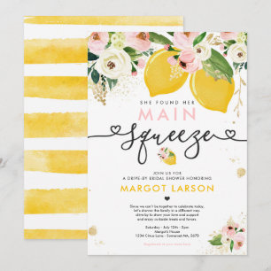 Lemon Drive By Bridal Shower Lemon Main Squeeze Invitation