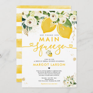 Lemon Drive By Bridal Shower Lemon Main Squeeze Invitation