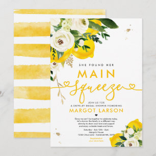 Lemon Drive By Bridal Shower Lemon Main Squeeze Invitation