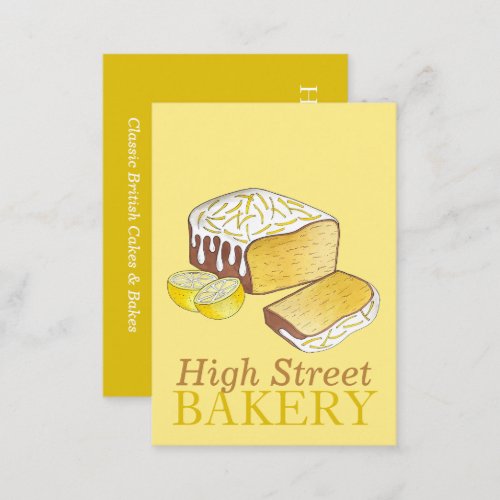 Lemon Drizzle Loaf Cake Bakery Baker Pastry Chef  Business Card