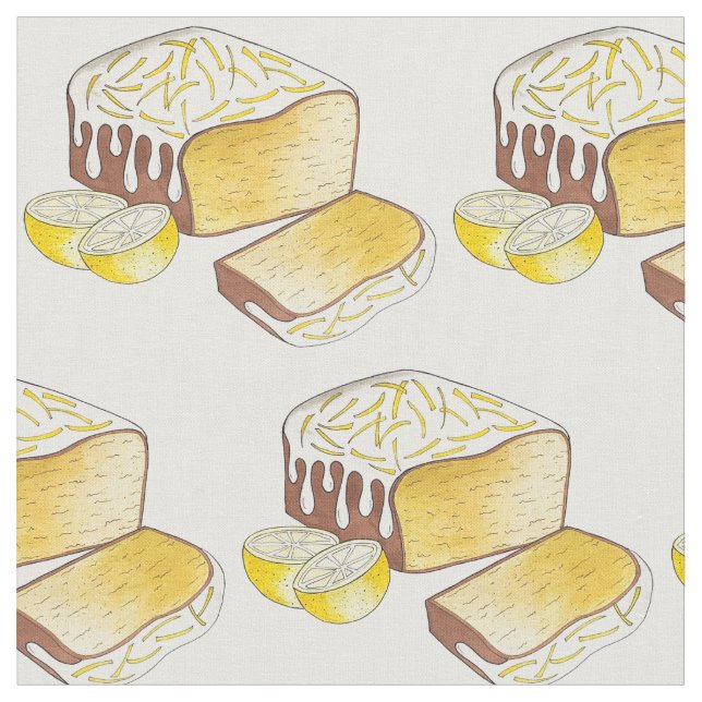 Lemon Drizzle Pound Cake Loaf British Baking Food Fabric (Close Up)