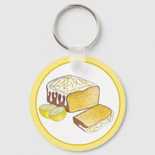 Lemon Drizzle Pound Cake Loaf British Baking Food Keychain
