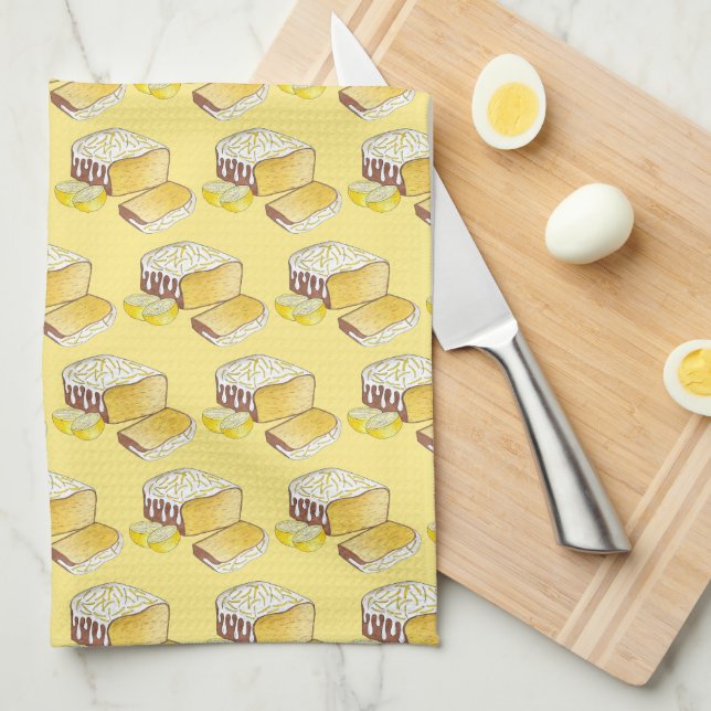 Lemon Drizzle Pound Cake Loaf British Baking Food Kitchen Towel (Quarter Fold)