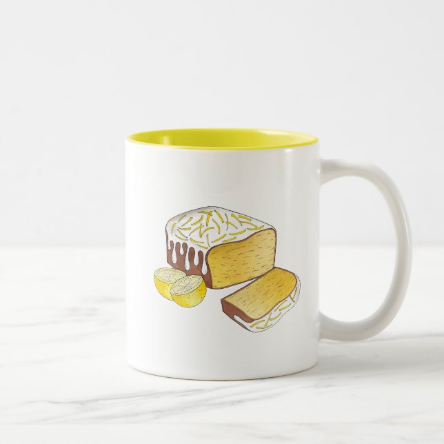 Lemon Drizzle Pound Cake Loaf British Baking Food Two-Tone Coffee Mug (Right)