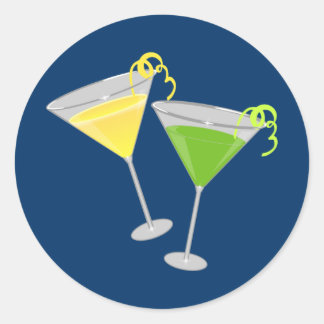 Lemon Drop and Green Apple Martini Classic Round Sticker