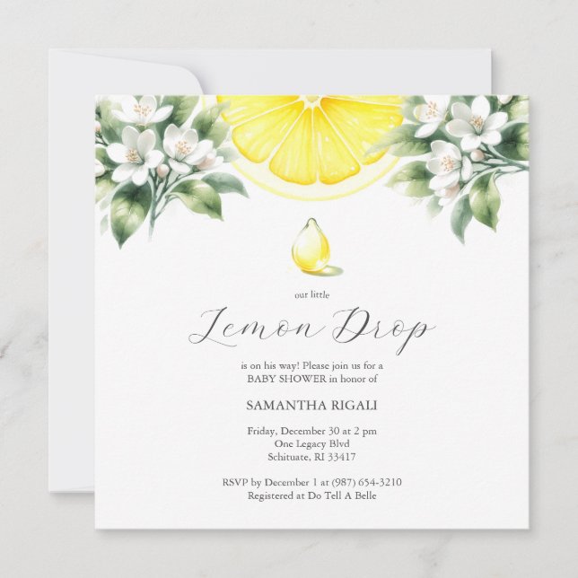 Lemon Drop In Baby Shower Invitations (Front)