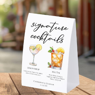 Lemon Drop Mai Tai Wedding Cocktails Menu Paper Table Tent