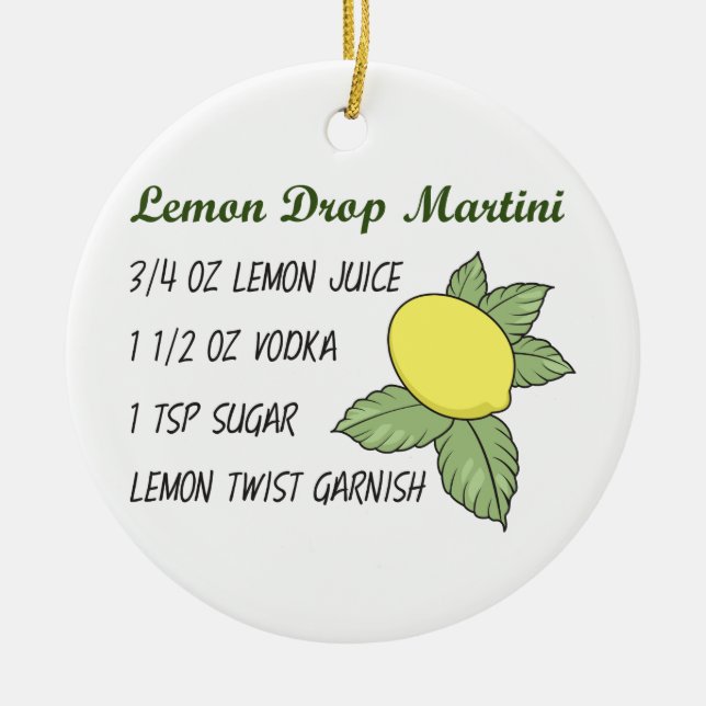 Lemon Drop Martini Ceramic Ornament (Front)