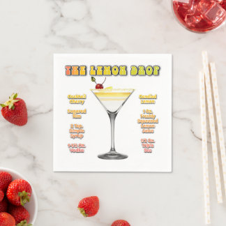 LEMON DROP MARTINI Cocktail Recipe Art Napkins