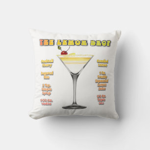 LEMON DROP MARTINI Cocktail Recipe Art Throw Pillow