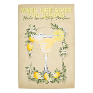 Lemon Drop Martini Metal Sign
