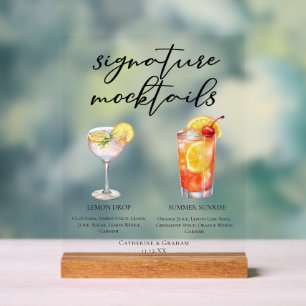 Lemon Drop Summer Sunrise Signature Mocktails Acrylic Sign