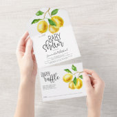Lemon Drop Watercolor Diaper Raffle Baby Shower All In One Invitation (Tearaway)