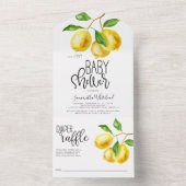 Lemon Drop Watercolor Diaper Raffle Baby Shower All In One Invitation (Inside)