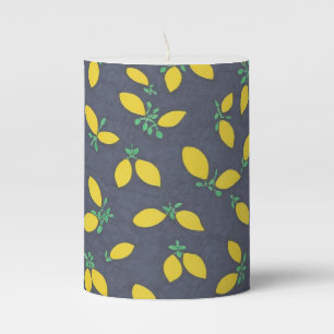 Lemon Drops Food Art Pattern Pillar Candle