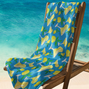 Lemon Drops Lemons Caribbean Blue Beach Towel