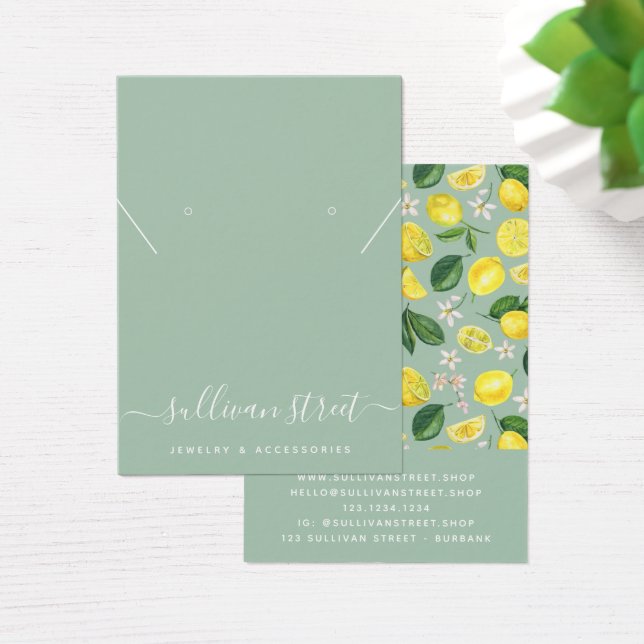Lemon Earrings Necklace Display Card (Desk)