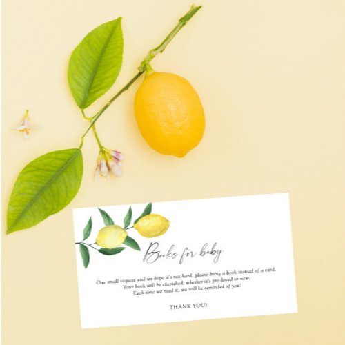 Lemon _ elegant baby book request Enclosure Card
