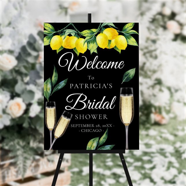 Lemon Elegant Black Bridal Shower Welcome Sign  (Creator Uploaded)