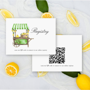 Lemon elegant Bridal shower QR code for registry  Enclosure Card