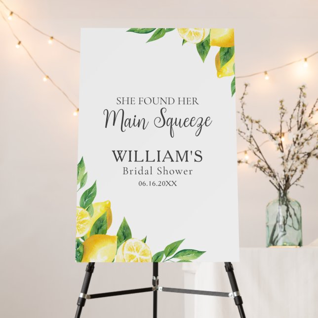Lemon Elegant Bridal Shower Welcome Sign (In Situ (Stand))
