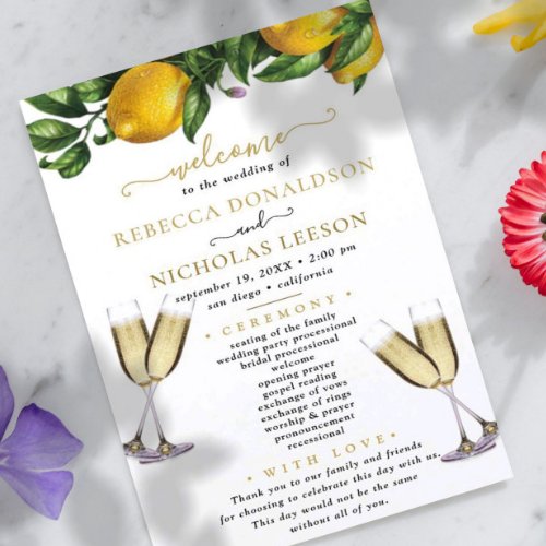 Lemon Elegant Calligraphy Wedding Program