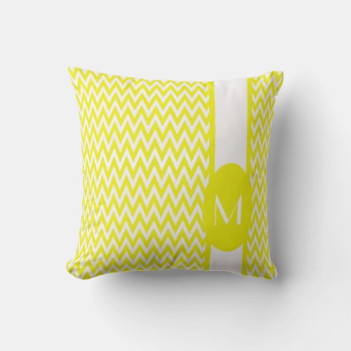 Lemon Elegant Chevron Design with monogram Throw Pillow