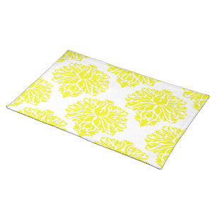 Lemon Elegant Damask Placemat