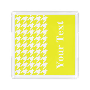 Lemon Elegant Houndstooth with custom text Acrylic Tray