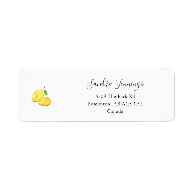 Lemon Elegant Minimalist Simple Chic Address Baby Label (Front)