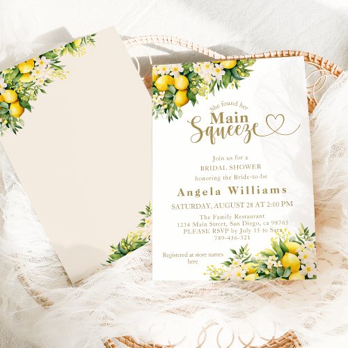 Lemon Elegant Modern Summer Bridal Shower  Invitation