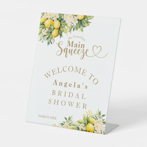 Lemon Elegant Modern Welcome Bridal Shower  Pedestal Sign
