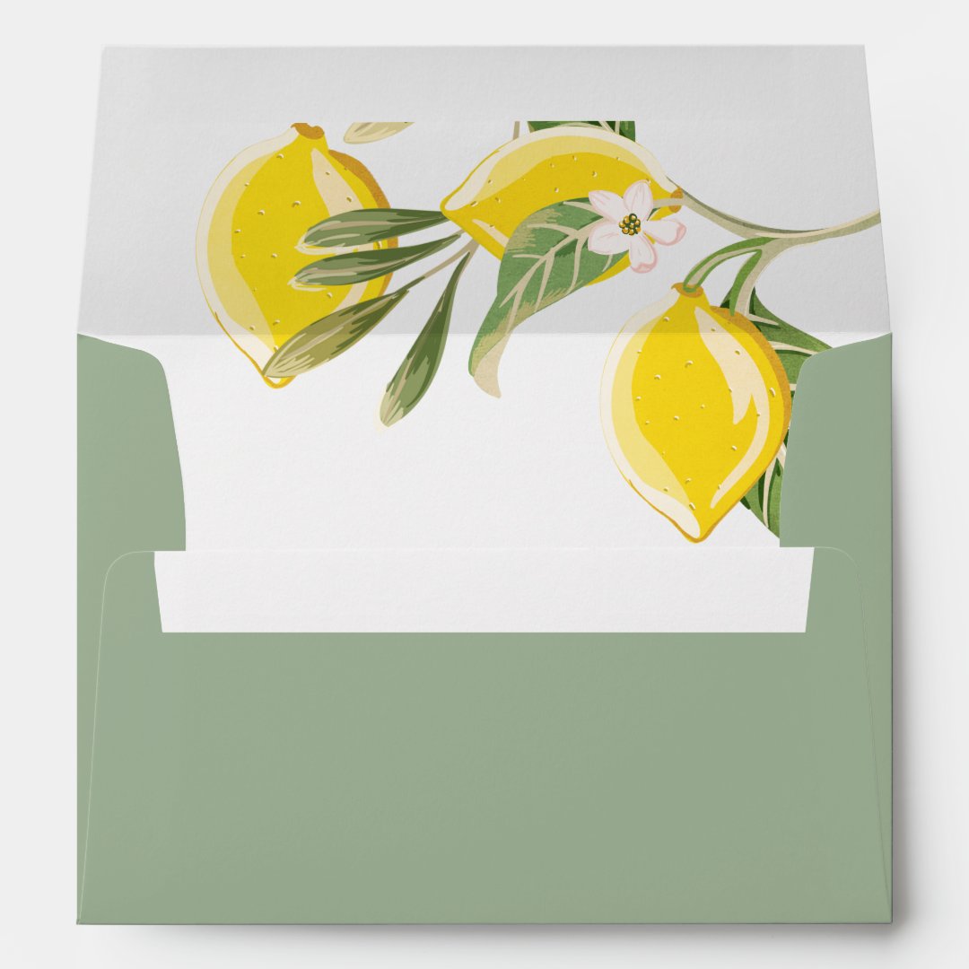 Lemon Envelope Rustic Foliage Green Botanical | Zazzle