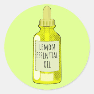 Lemon Essential Oil Bottle Drawing Classic Round Sticker