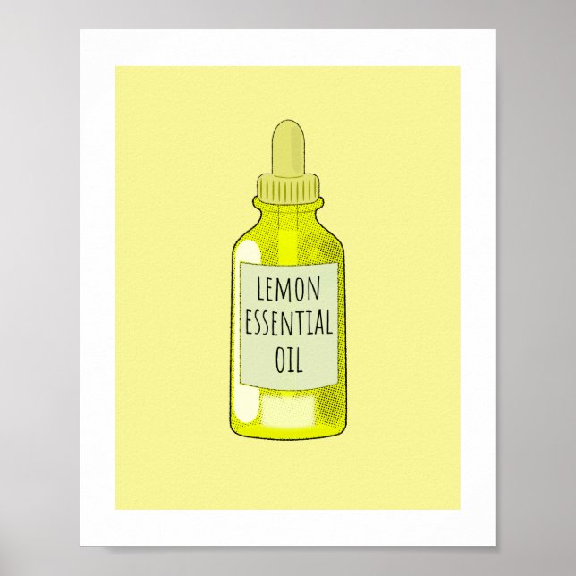Lemon Essential Oil Bottle Drawing Poster (Front)