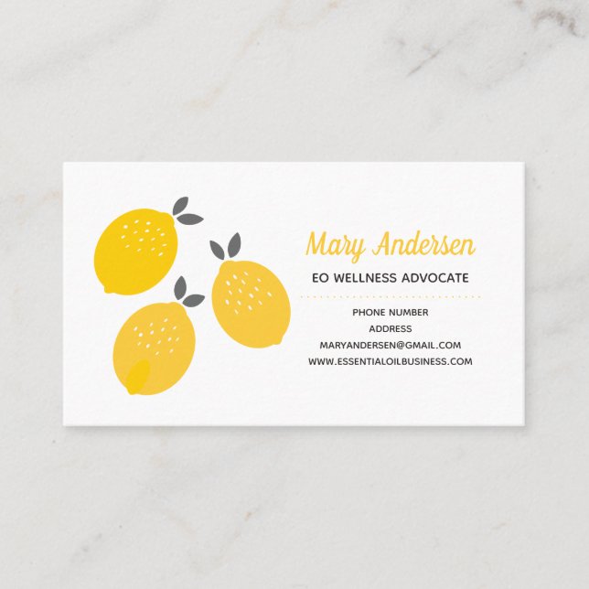Lemon Essential Oils Business Cards (Front)