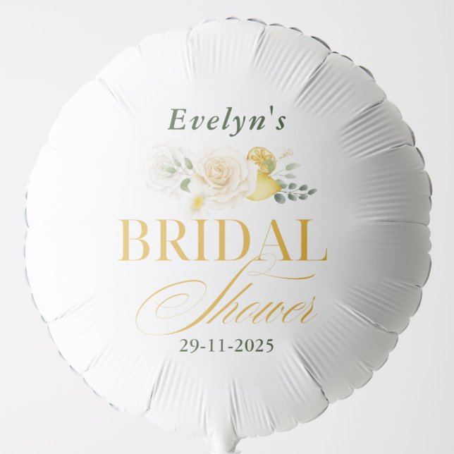 Lemon Eucalyptus Rose Bridal Shower Balloon (Front)