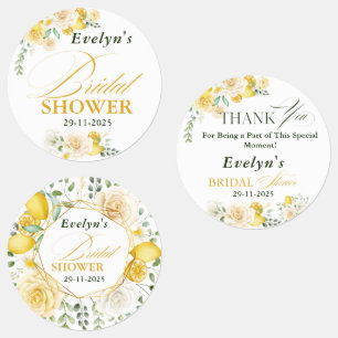 Lemon Eucalyptus Rose Bridal Shower Labels