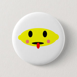 Lemon face pinback button